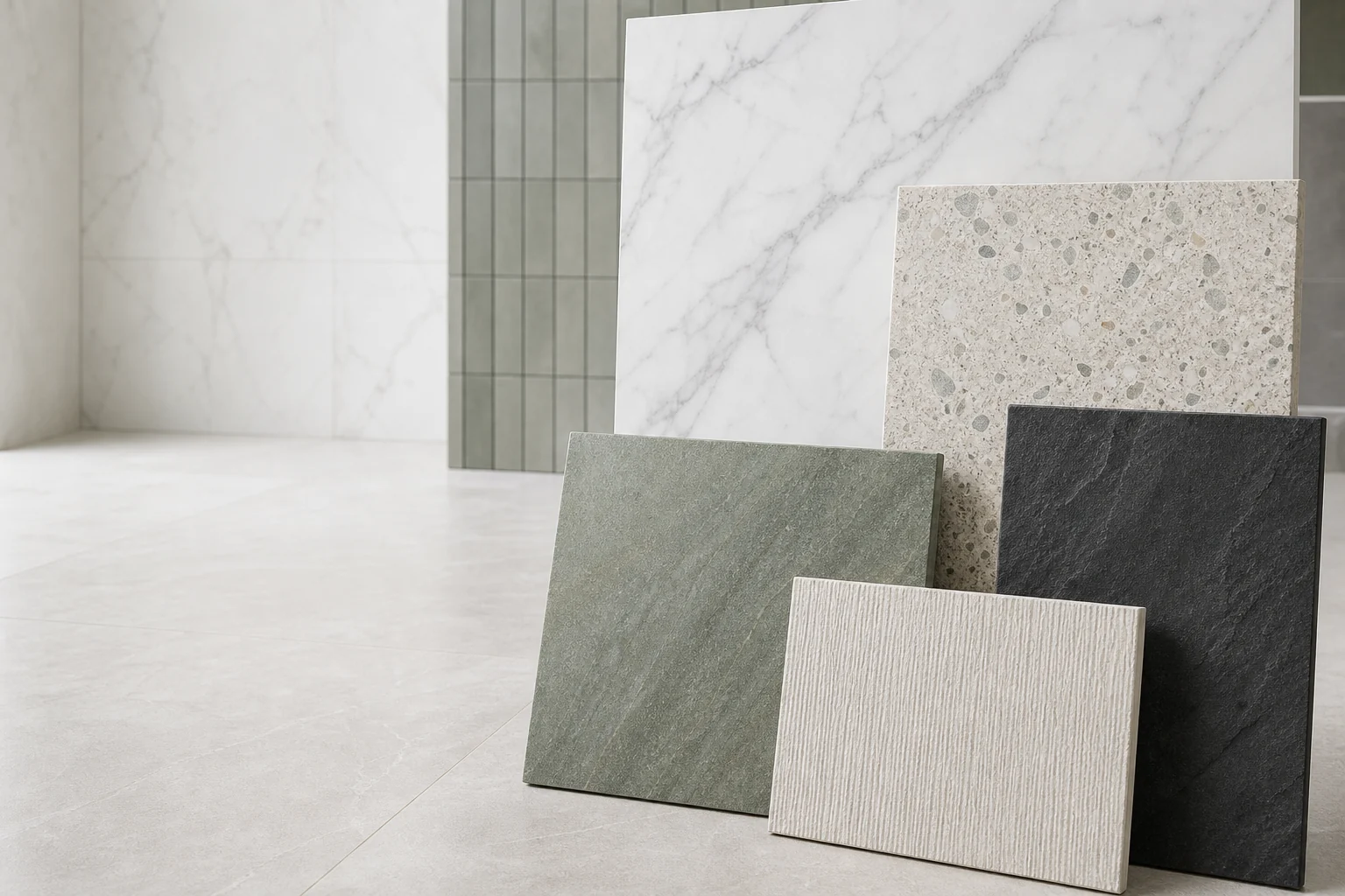 A coordinated Gribon bathroom and tile selection